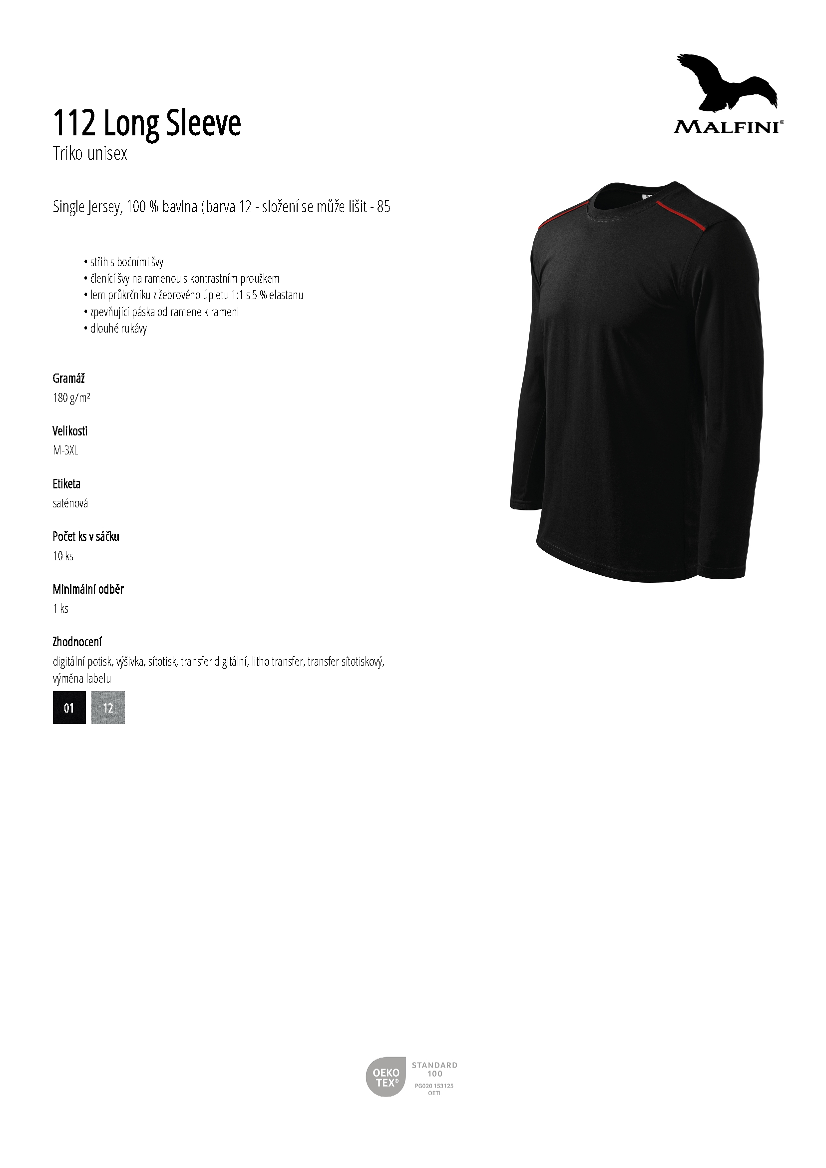 Karta produktu Triko unisex Long Sleeve 112 černá