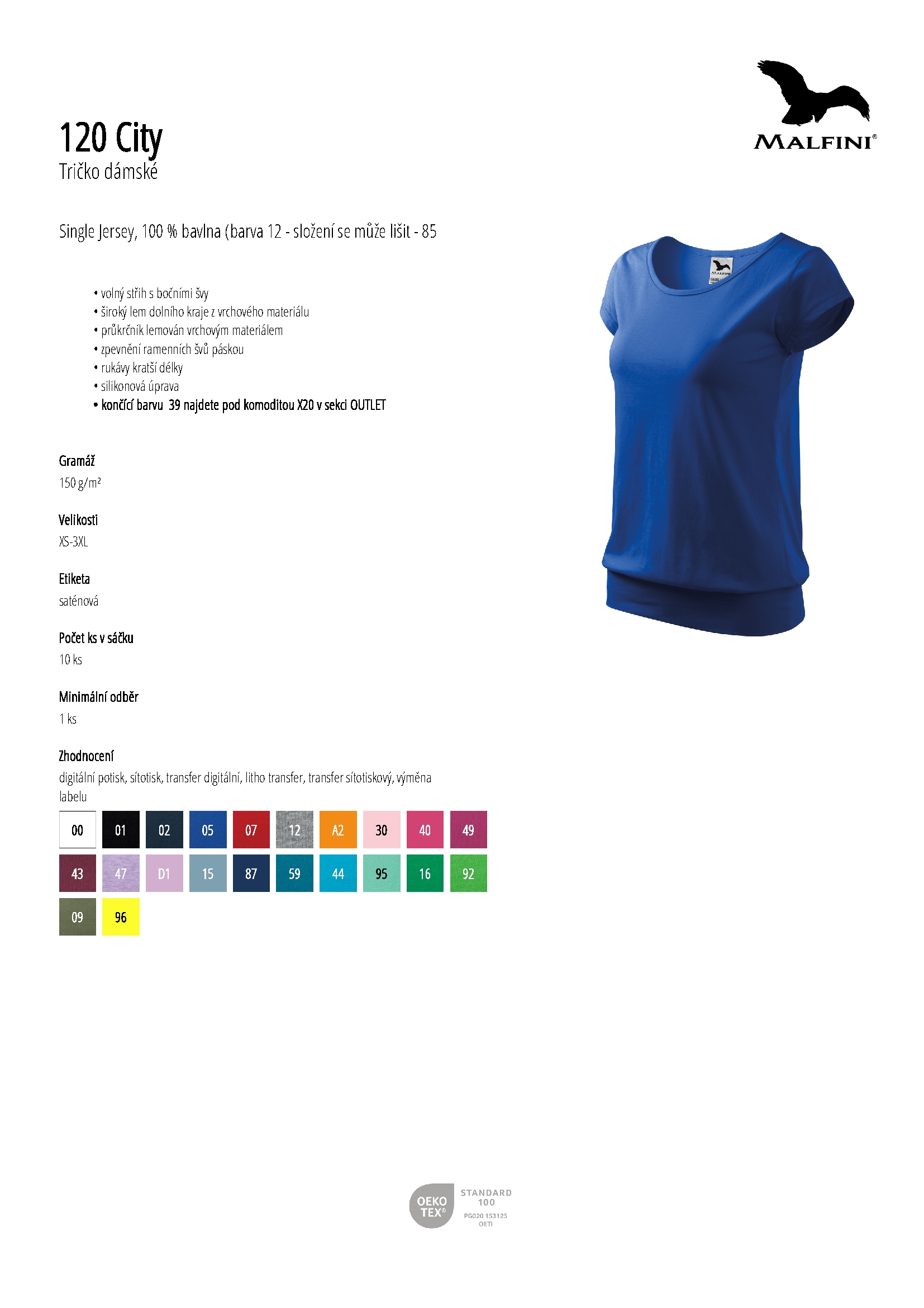 Karta produktu Tričko dámské City 120 bílá