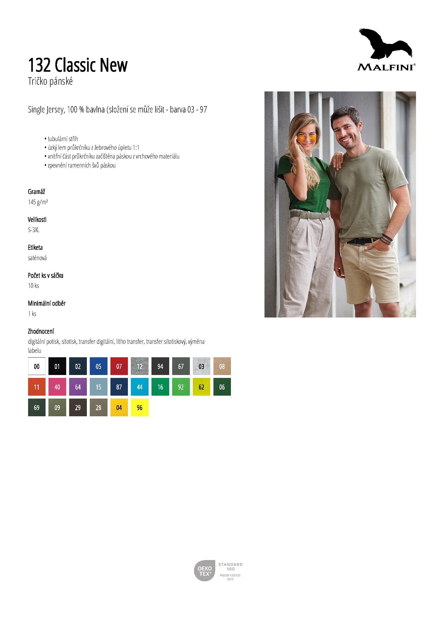 Karta produktu Tričko pánské Classic New 132 bílá